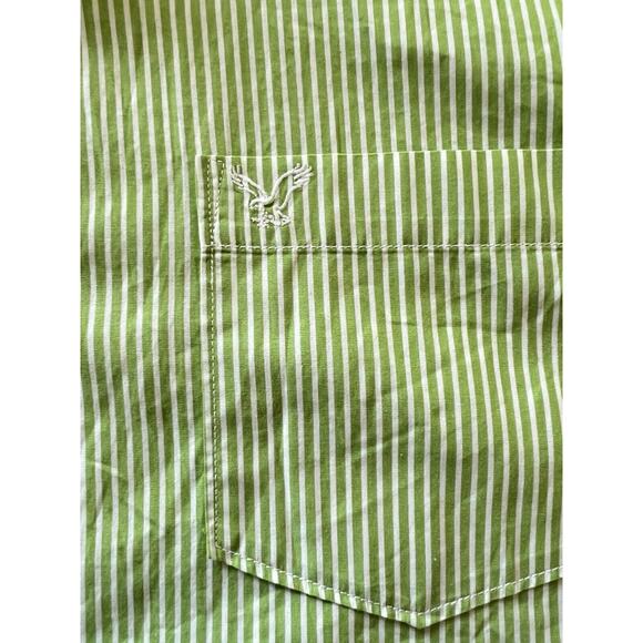 American Eagle Shirt Mens XL Green Striped Button Up Long Sleeve Vintage Fit - Picture 4 of 8